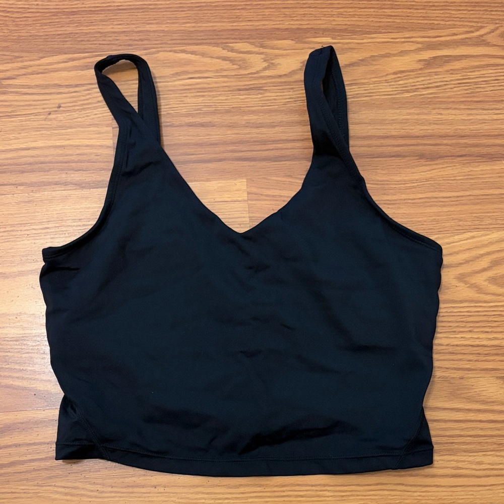 Black V-Neck Crop Top Built in Bra